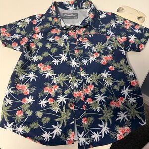Eddie Bauer Navy Floral Kids Button Down Shirt